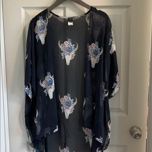 Navy boho kimono